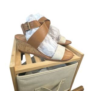Dolce Vita Brown leather ankle strap cork wedge sandals 9